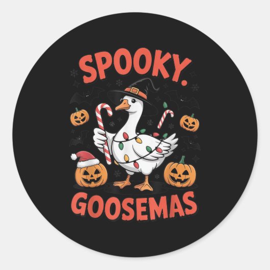 Soky Goosemas Funny Goose Halloween Christmas Cost Runder Aufkleber (Vorderseite)