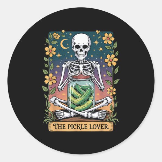 Soky Halloween Skeleton Holding Ckle Lover Tarot C Runder Aufkleber (Vorderseite)