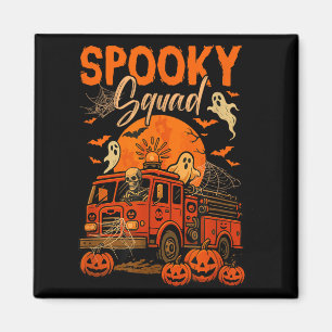 Soky Halloween Squad Skeleton Driving Firetruck Ho Magnet