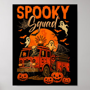 Soky Halloween Squad Skeleton Driving Firetruck Ho Poster