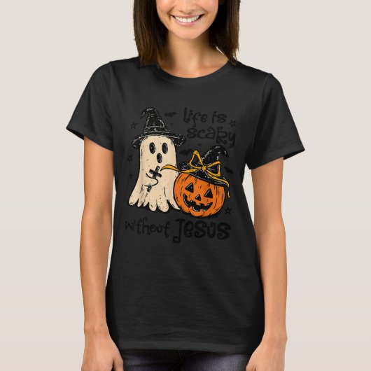 Soky Life Is Y Without Jesus Christian Halloween  T-Shirt (Vorderseite)