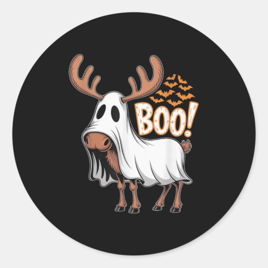Soky Moose Ghost Boo Costume Halloween Party  Runder Aufkleber (Vorderseite)