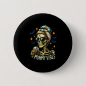 Soky Mummy Skeleton Coffee Vibes Halloween Mom Pro Button (Vorderseite)