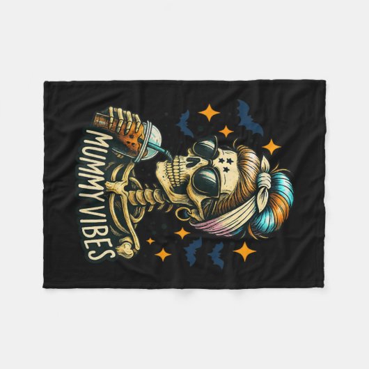 Soky Mummy Skeleton Coffee Vibes Halloween Mom Pro Fleecedecke (Vorderseite (Horizontal))