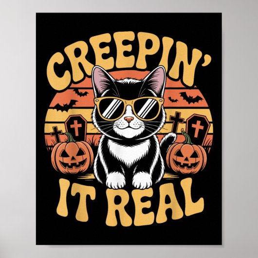 Soky Niedlich Creen' it Real Funny Cat Halloween P Poster (Vorne)