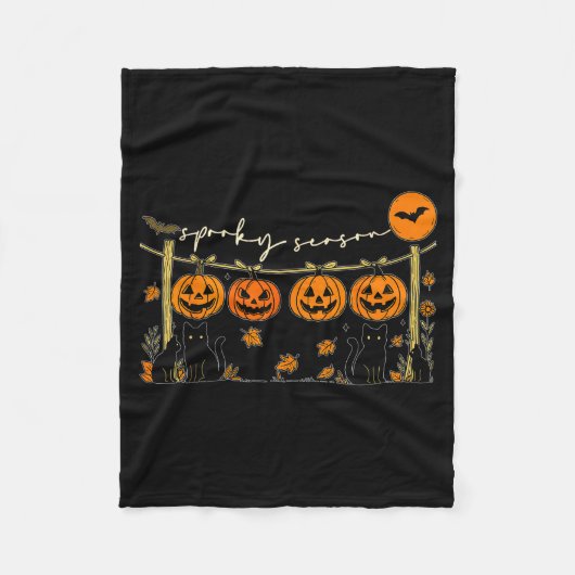 Soky Season Retro Halloween Black Cat Pumpkin Fall Fleecedecke (Vorderseite)