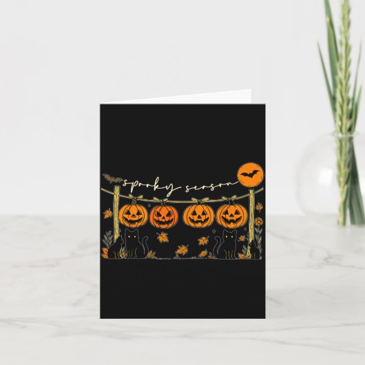Soky Season Retro Halloween Black Cat Pumpkin Fall Karte (Vorderseite)