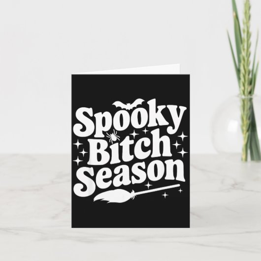Soky Season Retro Halloween Witch Quote Saying Gif Karte (Vorderseite)