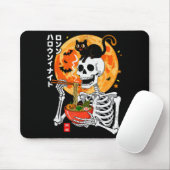 Soky Skeleton Eating Ramen Bowl With Cat Halloween Mousepad (Mit Mouse)