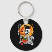 Soky Skeleton Eating Ramen Bowl With Cat Halloween Schlüsselanhänger (Vorderseite)