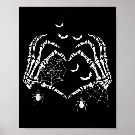 Soky Skeleton Hands Heart Sign Halloween Vibes Wom Poster (Vorne)