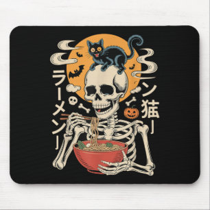 Soky Skelett aß Ramen Bowl mit KatzenHalloween Mousepad