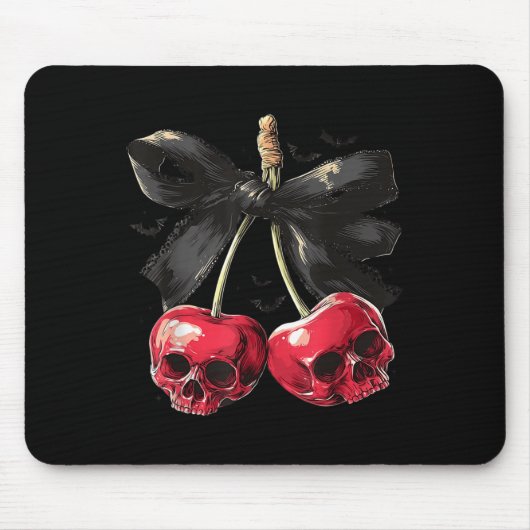 Soky Summer Skull Cherry Halloween Coquette Bow Ha Mousepad (Vorne)