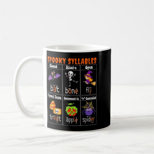Soky Syllables Funny Halloween Educational Teacher Kaffeetasse (Links)
