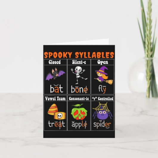 Soky Syllables Funny Halloween Educational Teacher Karte (Vorderseite)