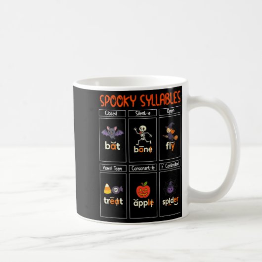 Soky Syllables Halloween Teacher Educational Phoni Kaffeetasse (Rechts)