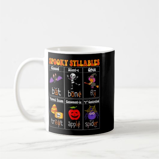 Soky Syllables Teacher Funny Halloween Educational Kaffeetasse (Links)