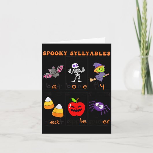 Soky Syllables Teacher Funny Halloween Educational Karte (Vorderseite)
