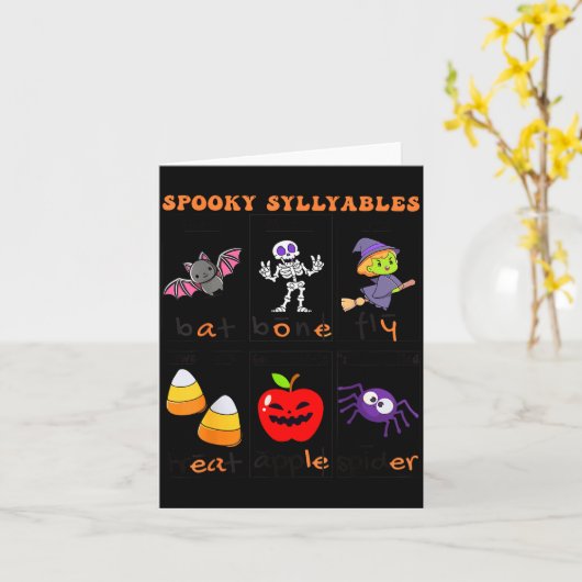 Soky Syllables Teacher Funny Halloween Educational Karte (Gelbe Blume)