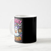 Soky Teacher Cute Ghost Reading Book Funny Hallo  Kaffeetasse (Vorderseite Links)
