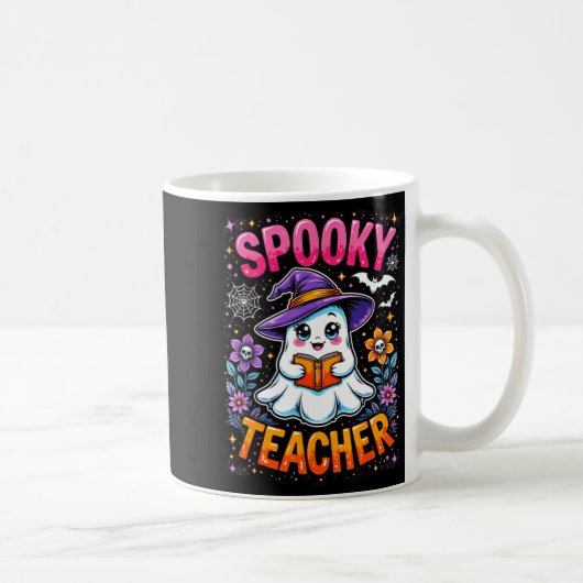 Soky Teacher Cute Ghost Reading Book Funny Hallo  Kaffeetasse (Rechts)