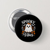Soky Vibes Ghost Retro Groovy Halloween Women Girl Button (Vorne & Hinten)