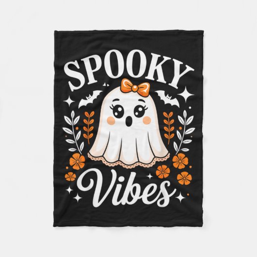 Soky Vibes Ghost Retro Groovy Halloween Women Girl Fleecedecke (Vorderseite)