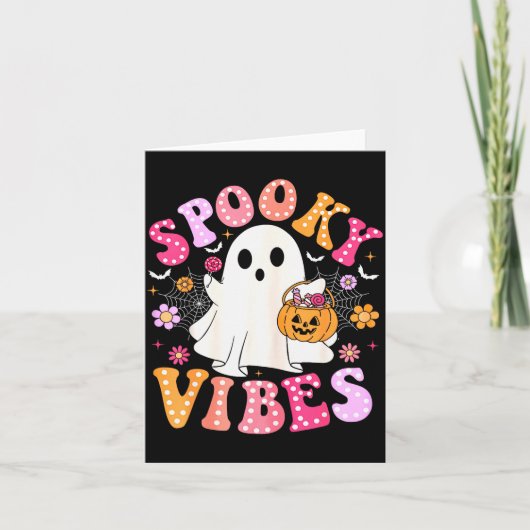 Soky Vibes Ghost Retro Groovy Halloween Women Girl Karte (Vorderseite)