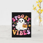 Soky Vibes Ghost Retro Groovy Halloween Women Girl Karte (Gelbe Blume)