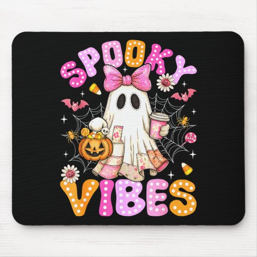 Soky Vibes Ghost Retro Groovy Halloween Women Girl Mousepad (Vorne)