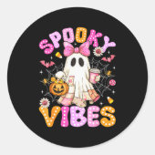 Soky Vibes Ghost Retro Groovy Halloween Women Girl Runder Aufkleber (Vorderseite)