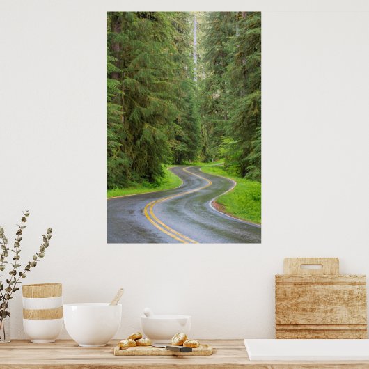 Sol Duc River Road durch Wald Poster (Küche)