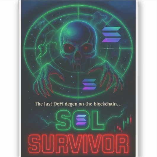 SOL Survivor - Retro Solana Crypto Sticker (Vorderseite)