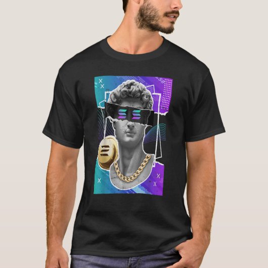 Solana Crypto Token Modern Art Statue Cryptocurren T-Shirt (Vorderseite)