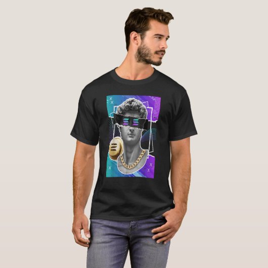 Solana Crypto Token Modern Art Statue Cryptocurren T-Shirt (Vorne ganz)