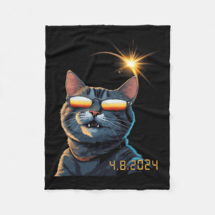 Solar 2024 Eclipse Cat Wearing Eclipse Glasses 1 Fleecedecke