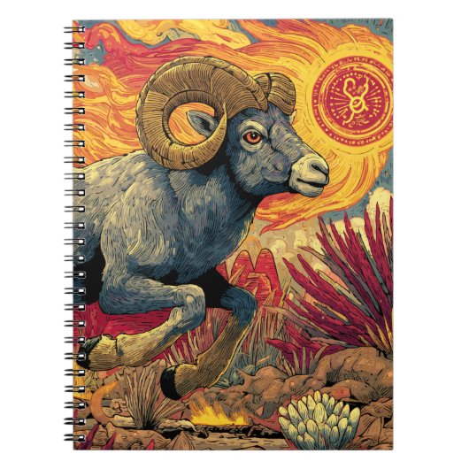 Solar Aries Ram Zodiac Notebook Notizblock (Vorderseite)