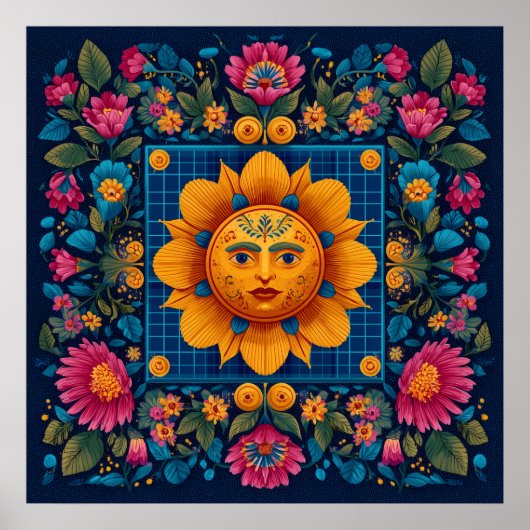 Solar Bloom - Folk Art Solarpunk Poster (Vorne)