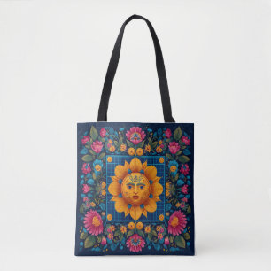 Solar Bloom - Folk Art Solarpunk-Tasche Tasche