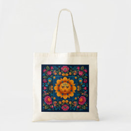 Solar Bloom - Folk Art Solarpunk-Tasche Tragetasche