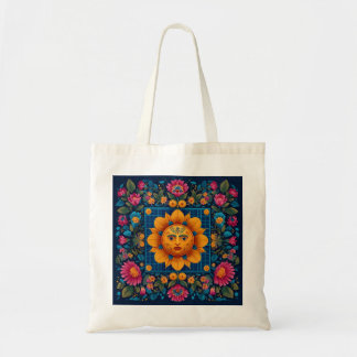 Solar Bloom - Folk Art Solarpunk-Tasche Tragetasche