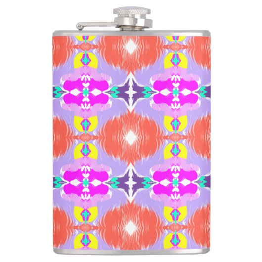 Solar Bloom Kaleidoscope Throw Pillow Flachmann (Vorderseite)