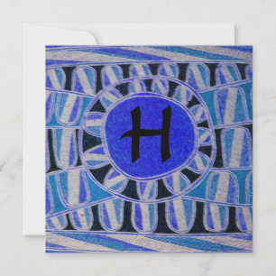 SOLAR CHAMPAGNE MONOGRAM, blau türkis schwarz Einladung