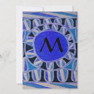 SOLAR CHAMPAGNE MONOGRAM, blau türkis schwarz Einladung