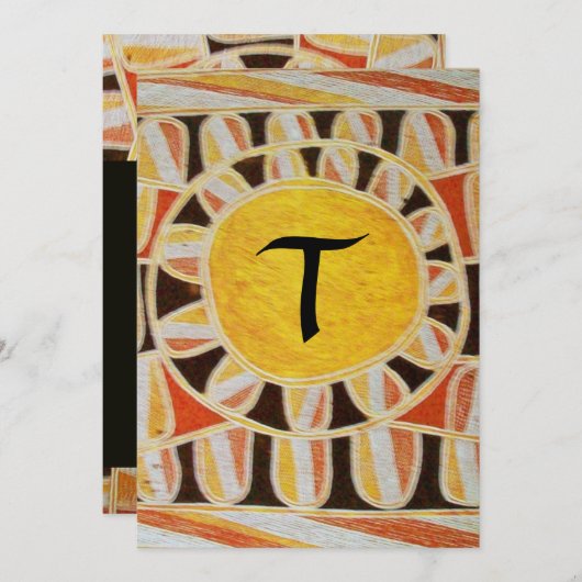 SOLAR CHAMPAGNE MONOGRAM, gelb orange, rot Einladung (Vorne/Hinten)