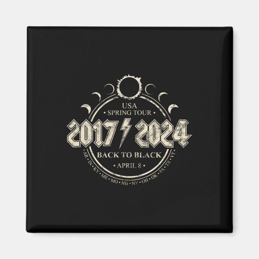 Solar Eclipse 2017-2024 Zurück zu schwarzen US-Frü Magnet (Vorne)