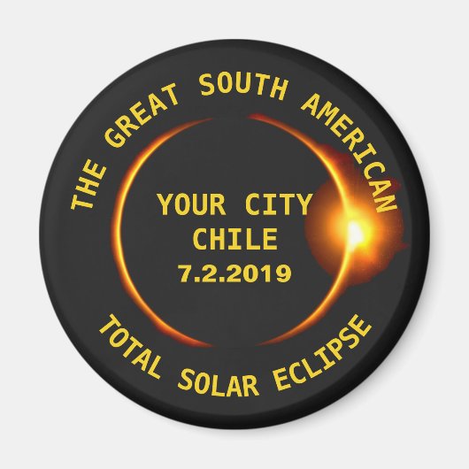 Solar Eclipse 2019 Chile Südamerika Magnet (Vorne)