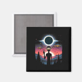 Solar Eclipse 2024 Alien April 8 Amerika Totalität Magnet (Vorderseite/Rückseite)