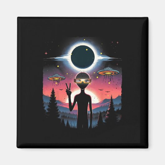 Solar Eclipse 2024 Alien April 8 Amerika Totalität Magnet (Vorne)