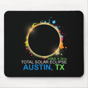 Solar Eclipse 2024 Austin Texas farbenfrohe Totali Mousepad